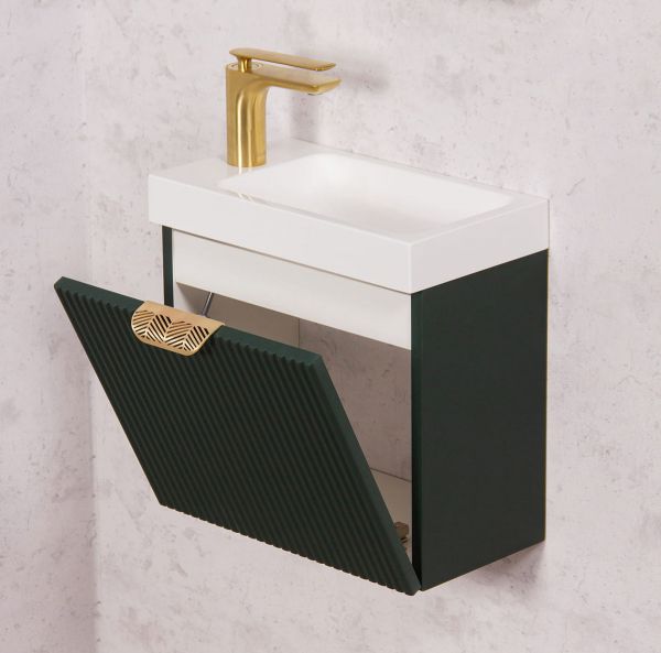 Gäste-WC Möbel FAROS ART, Breite 40 cm, seidenmatt grün (FRC-Z40)