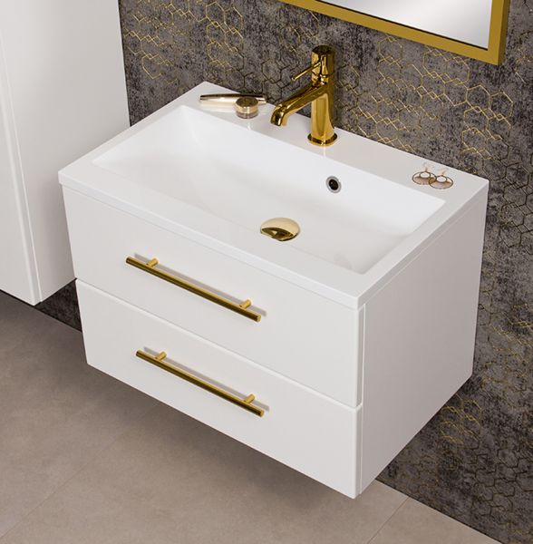 Waschplatz Belli, Breite 60 cm, weiß matt, Waschtischunterbau mit 2 Schubladen