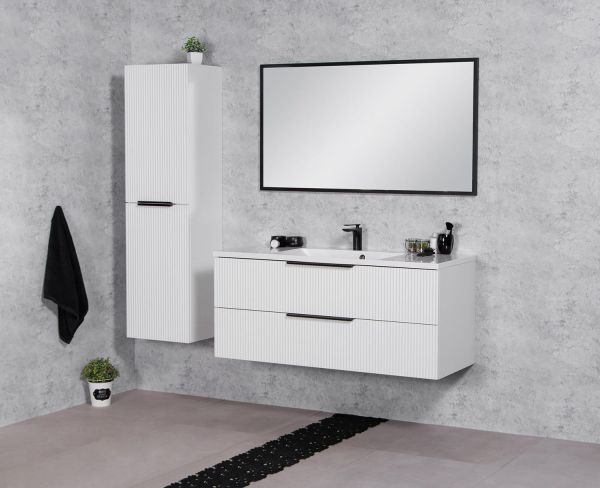 Quentis Badmoebel SYDNEY 120 cm weiß matt Waschtisch mit Unterschrank montiert SYDB120E