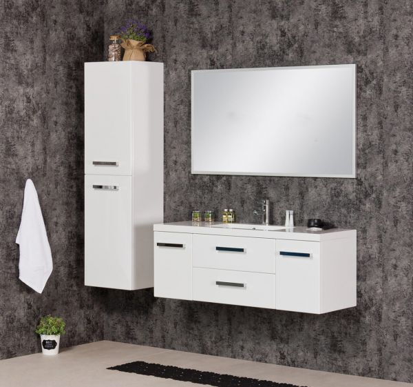 Badschrank weiß glänzend, mit 2 Türen, passend zu ARUVA/ GENUA/ SUSAN, vormontiert