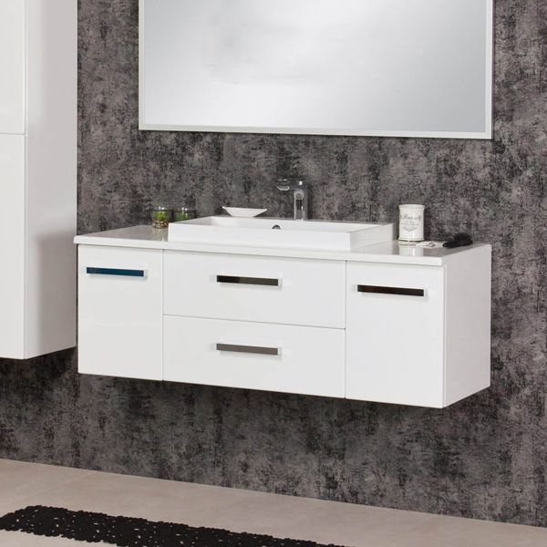 Badmöbel SUSAN 120 cm weiß glänzend, vormontiert
