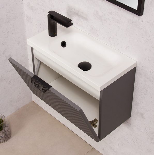 Gäste-WC Möbel FAROS ART, Breite 50 cm, seidenmatt grau (FRC-G50)