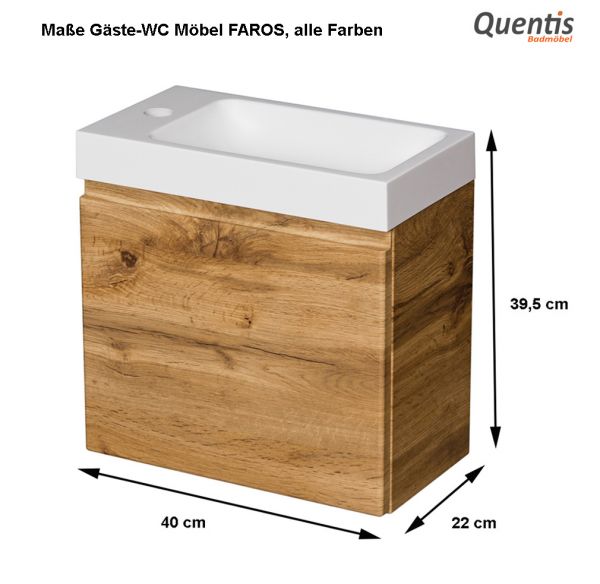 Maßblatt Gäste WC Möbel Faros 40