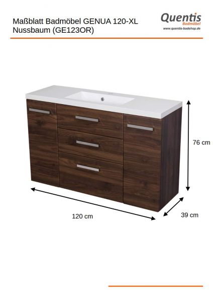 Badmöbel GENUA 120-XL, nussbaum (GE123OR)