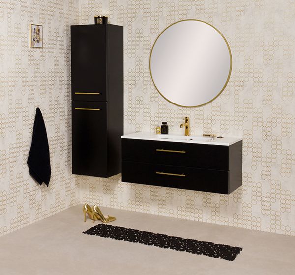 Waschplatz Belli, Breite 100 cm, schwarz matt, BL1048