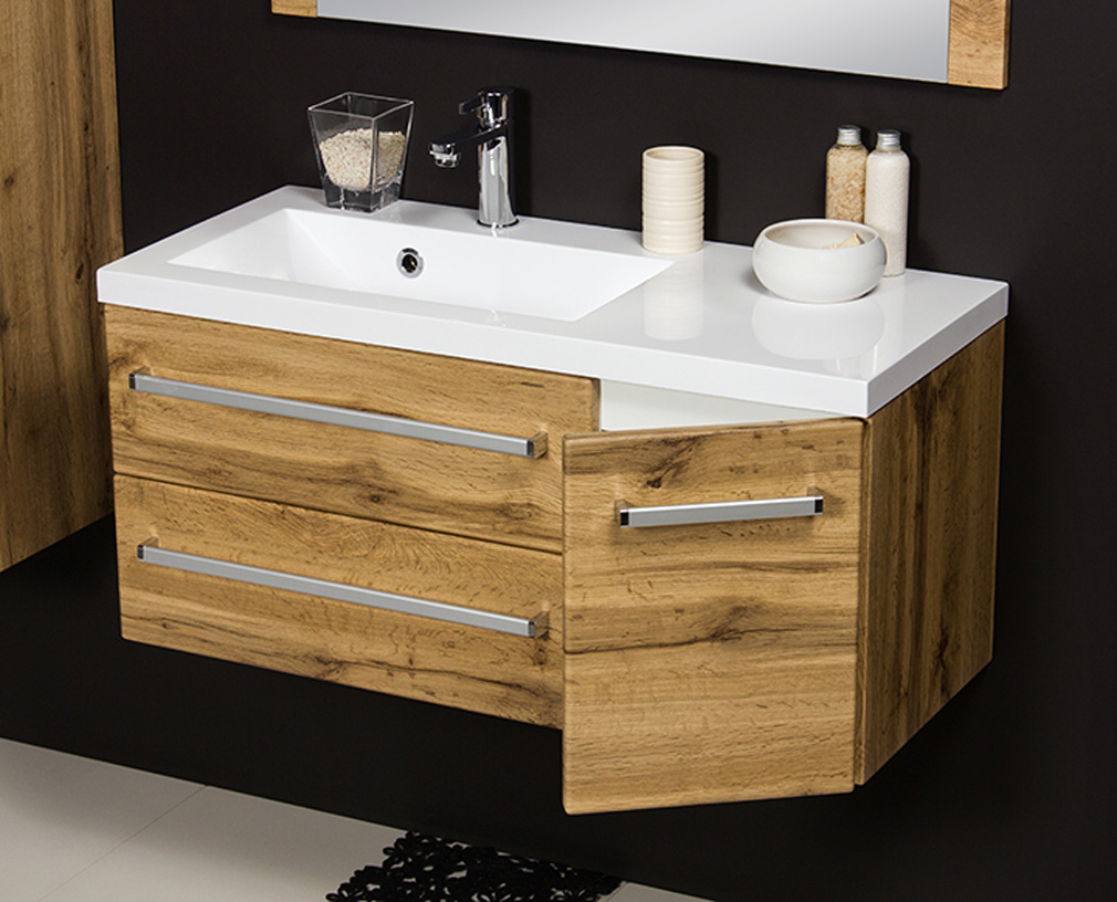 Quentis Badmöbel Genua, Breite 90 cm, Eiche Natur, Unterschrank