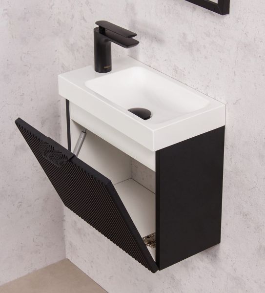 Gäste-WC Möbel FAROS ART, Breite 40 cm, seidenmatt schwarz (FRC-C40)