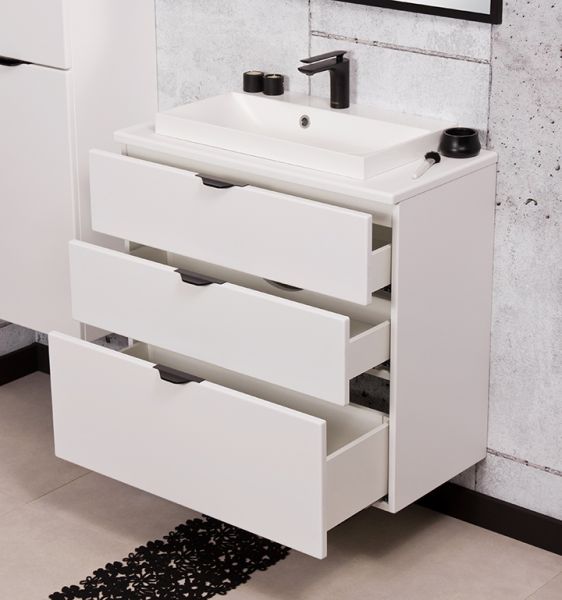 Badmöbel VICTA 80, Unterbau mit 3 Schubladen, seidenmatt weiß (Art.Nr. VIC80347-W)