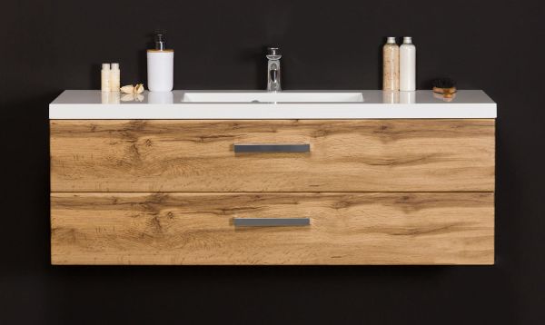 Badmöbel GENUA 120 cm, Eiche Natur, 2 Schubladen (GE12062)