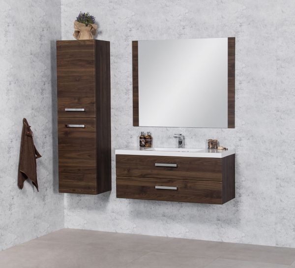 Badmöbel Genua 100 cm, Holzdekor Nussbaum (GE12OR)