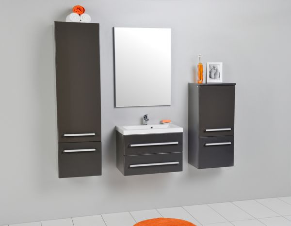 Quentis Waschplatz Genua Breite 60 cm grafitgrau glänzend