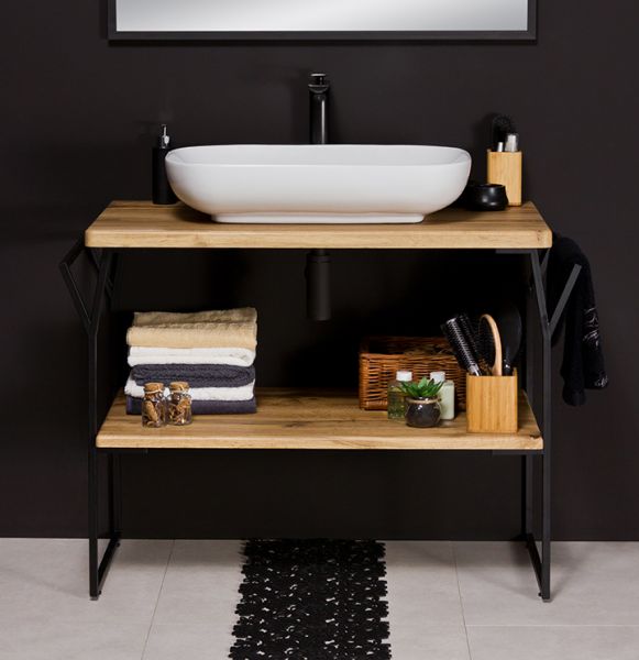 Badmöbel Cosmo-Loft, Breite 100 cm, Aufsatzbecken weiß, CS1062-LOFT