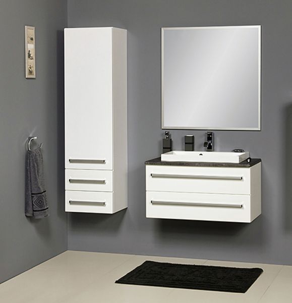 Badmöbelset Susan 80 mit Hochschrank, weiß glänzend