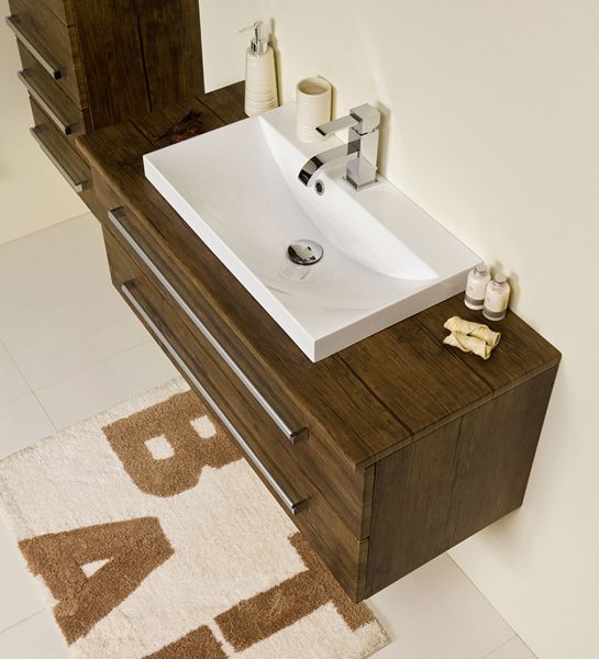 Badmöbel Susan, Breite 100 cm, Holzdekor antik, Unterschrank mit 2 Schubladen, SN1050-2S