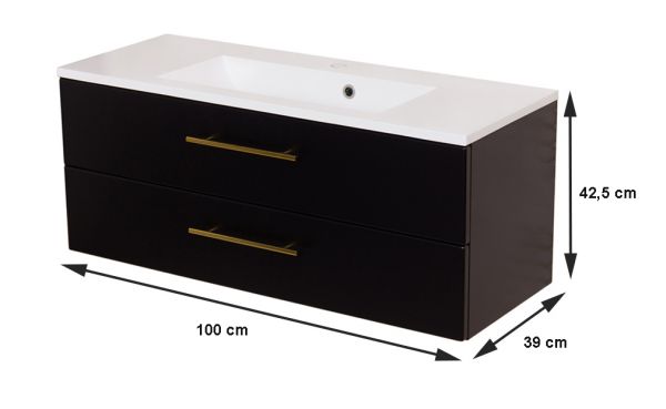 Waschplatz Belli, Breite 100 cm, schwarz matt, BL1048