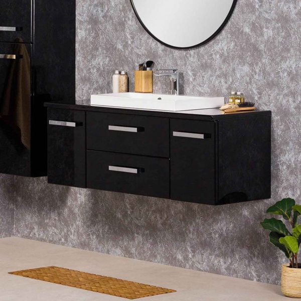 Badmöbel Susan, Breite 120 cm, Hochglanz schwarz