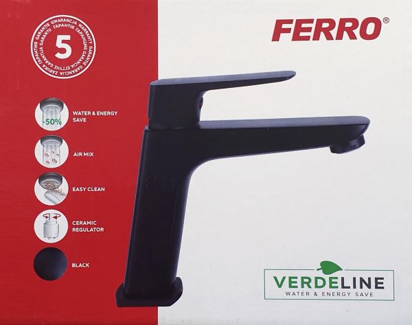 FERRO Waschtischarmatur VITTO VERDELINE, schwarz