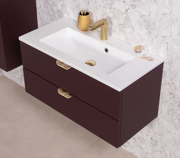 Quentis Badmöbel Magnolia 80 cm Waschbecken mit Unterschrank (MAG80-BR)