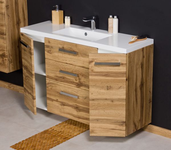 Waschplatz Genua 120-XL, 3 Schübe, Eiche Natur (GE12362)