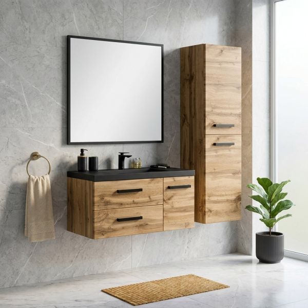 Badmoebel Fokus Loft 90 cm mit passendem Hochschrank