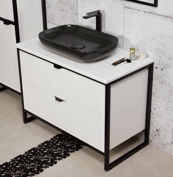 Badmöbel Cosmo, Breite 100 cm, Aufsatzbecken schwarz, CS1047-S