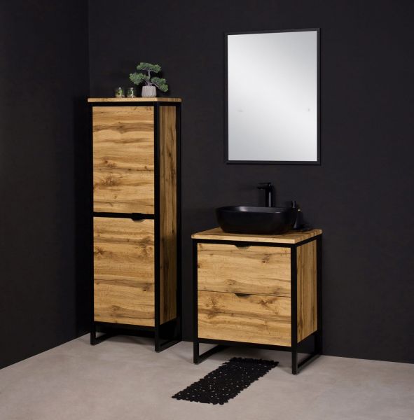 Badmöbel Cosmo, Breite 60 cm, Aufsatzbecken schwarz (CS6062-S)