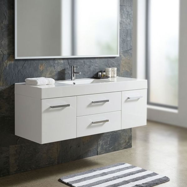 Badmöbel ARUVA Breite 140 cm, Weiß gläanzend