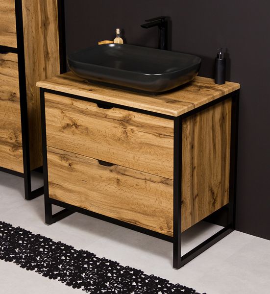 Badmöbel Cosmo, Breite 80 cm, Aufsatzbecken schwarz, CO8062-S