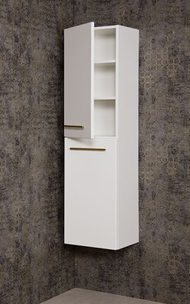 Badschrank. Belli, Hochschrank, 2 Türen, weiß matt (BL4047)