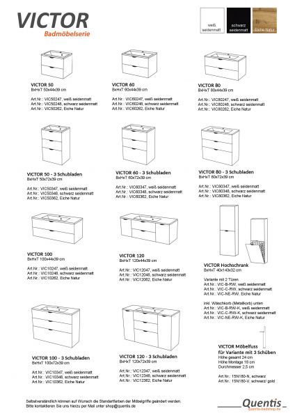 Badschrank VICTOR/ VICTA, seidenmatt schwarz, Hochschrank, 2 Türen (vormontiert)