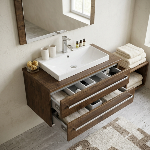 Badmöbel Susan 80 cm, Holzdekor antik