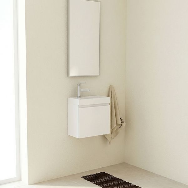 Badmöbel Gäste-WC FAROS 40, weiß glänzend, Waschbeckenunterschrank montiert