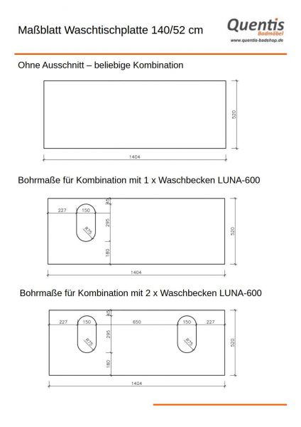 Badmöbel ZENO 140 cm, Nussbaum, Waschtischunterbau als Einzel- oder Doppelwaschplatz, montiert