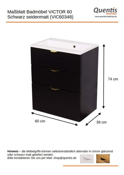 Maßblatt Victor 60, 3 Schübe, schwarz (VIC60348)