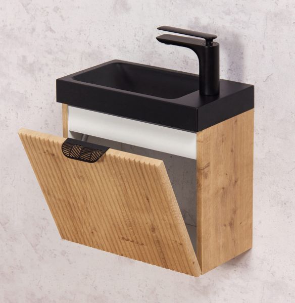 Gäste-WC Möbel FAROS ART, Breite 40 cm, Burlington eiche (FRC-NO40-SM)