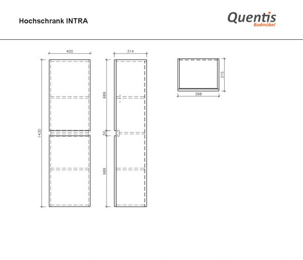 Badschrank INTRA Breite 40 cm, grafitgrau matt, vormontiert