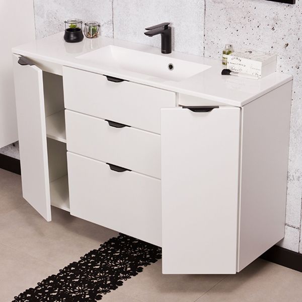 Badmöbel VICTOR 120 cm, Waschtischunterbau mit 3 Schubladen inkl. Waschtisch, weiß matt