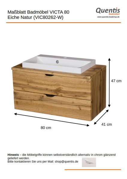 Badmöbel VICTA, Breite 80cm, Eiche