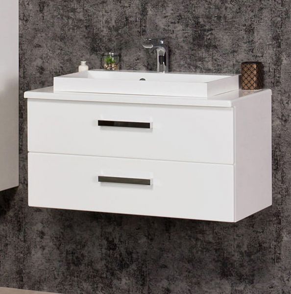Badmöbel Susan Breite 80 cm, 2 Schubladen, weiß glänzend