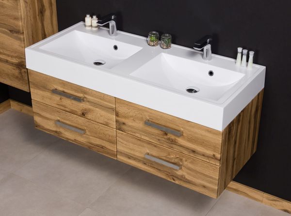 Doppelwaschplatz Zeno, Breite 120 cm, Eiche Natur, ZE1262-D-4S