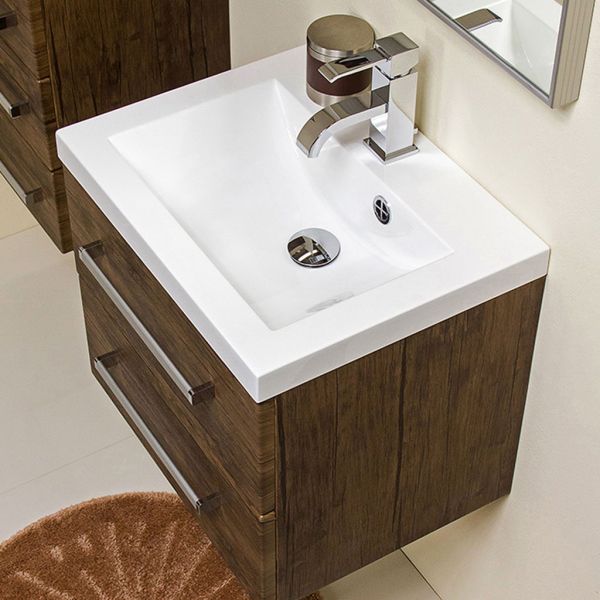 Badmöbel GENUA Breite 50 cm, Holzdekor Antik, 2 Softclose-Schubladen