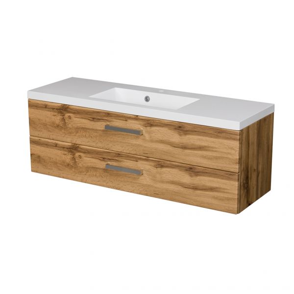 Badmöbel GENUA 120 cm, Eiche Natur, 2 Schubladen (GE12062)