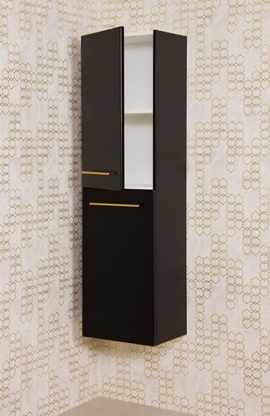 Badschrank. Belli, Hochschrank, inkl. Wäschekorb, schwarz matt (BL4048-WK)