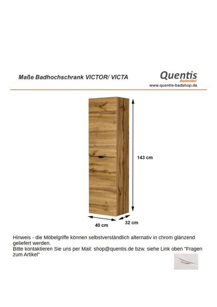 Badschrank VICTOR/ VICTA, Hochschrank 2 Türen, Eiche Natur