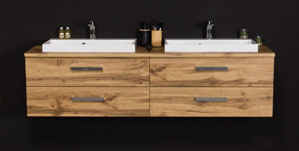 Quentis Badmöbelset Doppelwaschplatz SUSAN, Breite 160 cm, Eiche Natur SN160D-NE