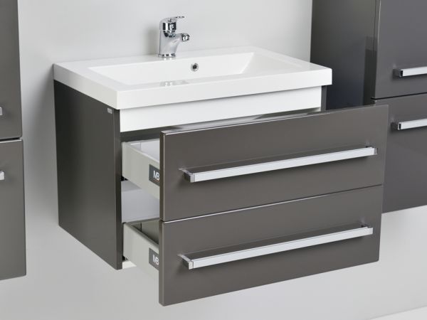 Quentis Waschplatz Genua Breite 60 cm grafitgrau glänzend