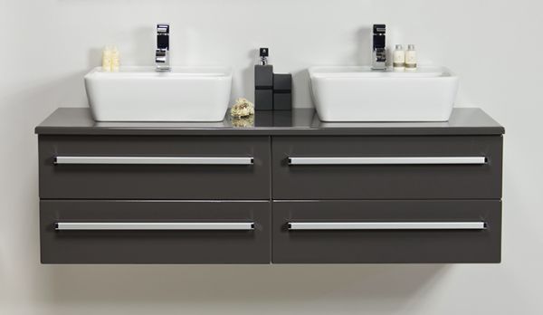 Quentis Doppelwaschplatz Aruva, Breite 140 cm, anthrazit, Aufsatzwaschtische, AR1456-D-4SAB