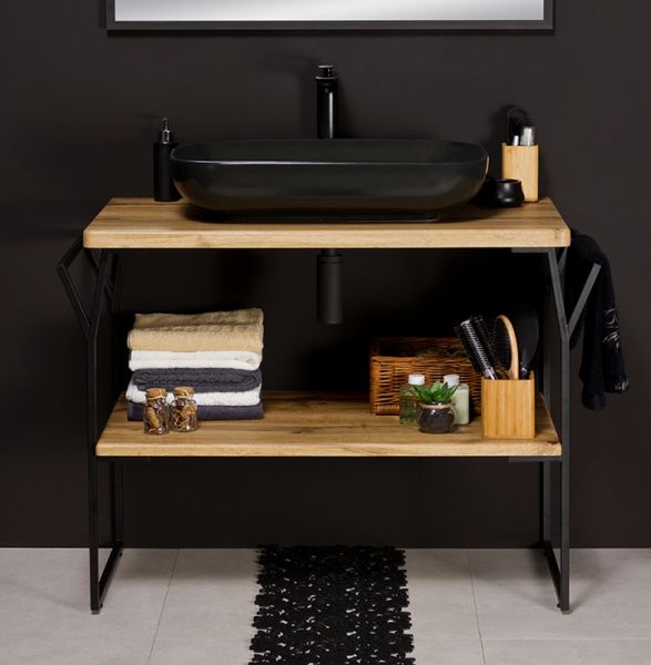 Badmöbel Cosmo-Loft, Breite 100 cm, Aufsatzbecken schwarz, CS1062-LOFT-S