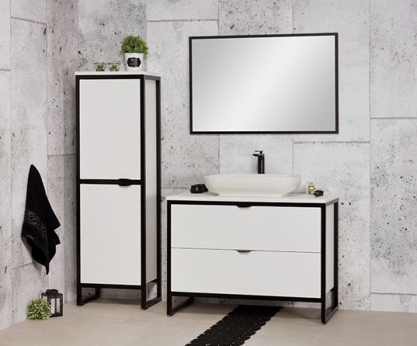 Badschrank COSMO , stehend, weiß/ schwarz