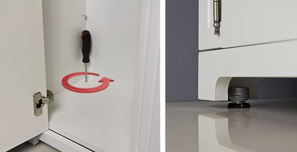 Badmöbelset ANTIC 80 cm, weiß, stehend, inkl. Hochschrank, montiert